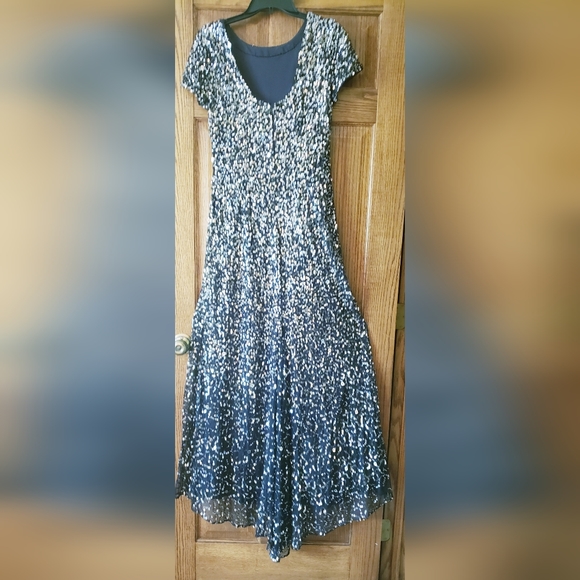 Adrianna Papell Women's Short-Sleeve, Scoop Back All Over Sequin Gown - Picture 6 of 9